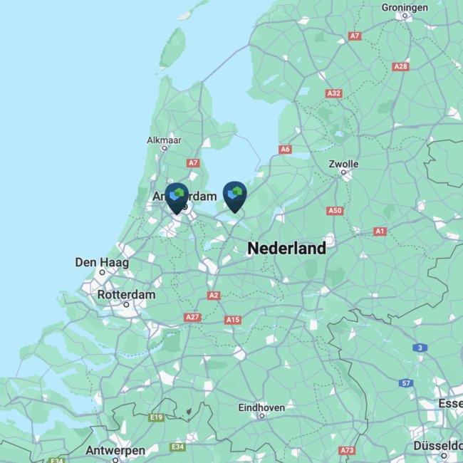 Kaart van Nederland met DLE locaties